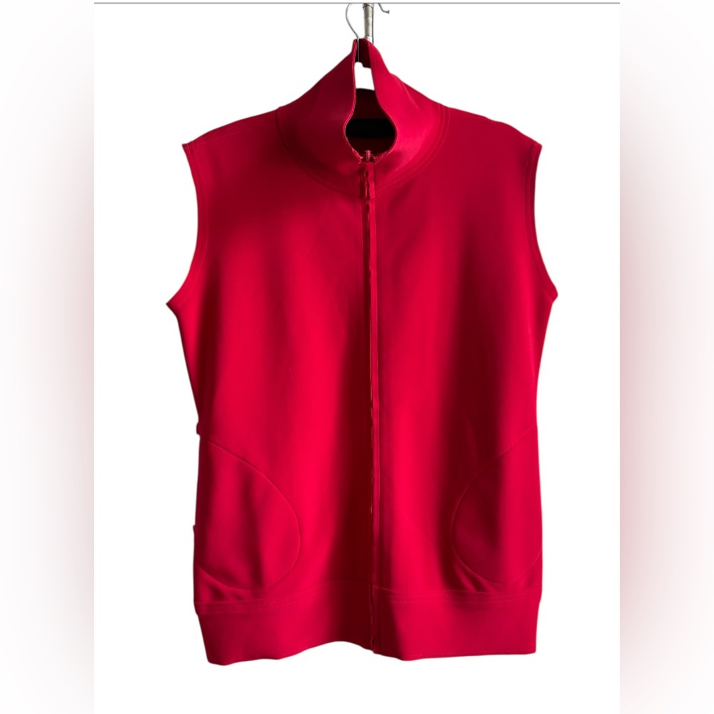 Norma Kamala - Women's high Collar‎ 2 Pocket Full Zip Fitted Vest - Medium - Red